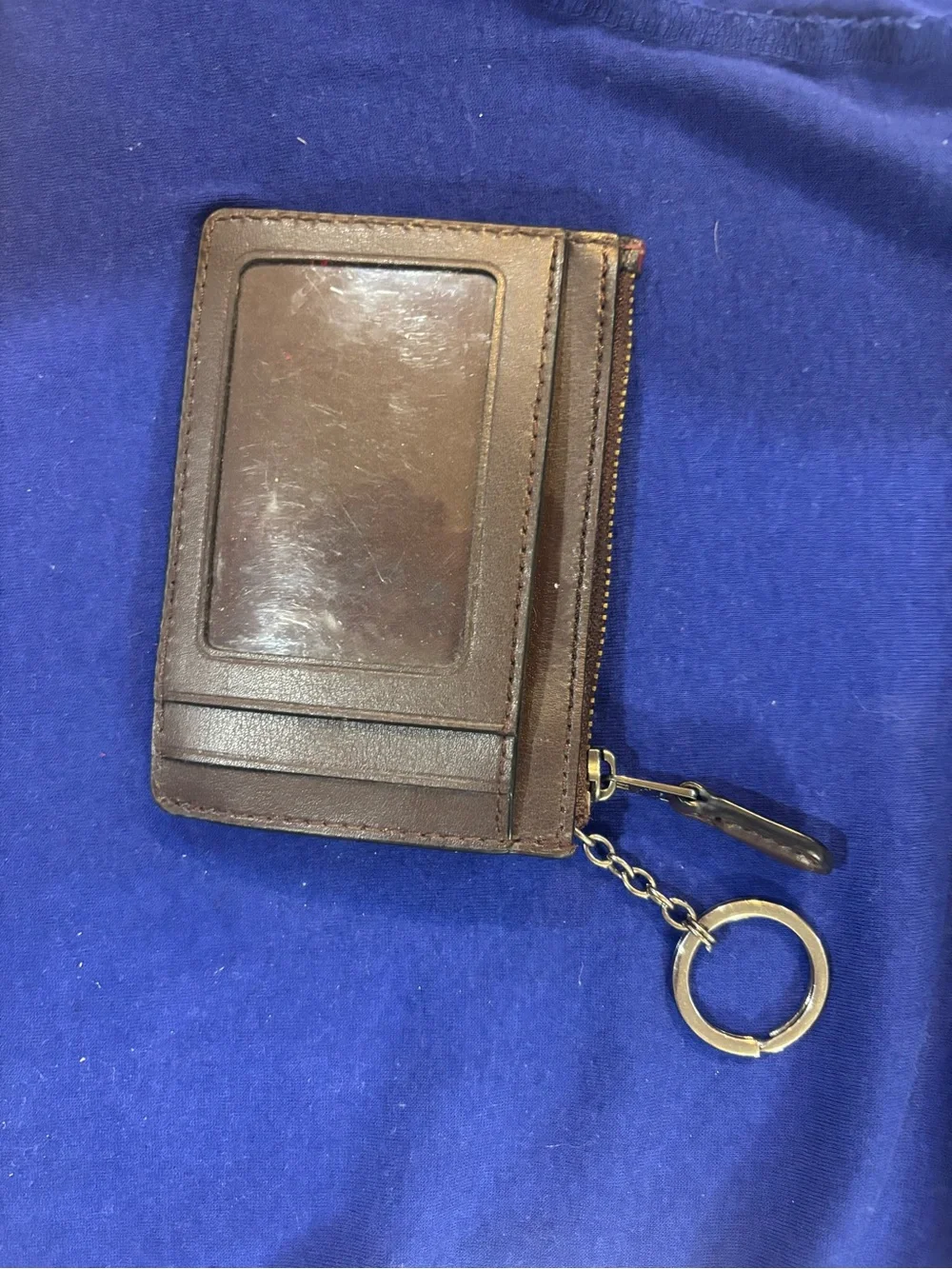 Coach Black & Burgundy Zebra Stripe Card Case Keyring